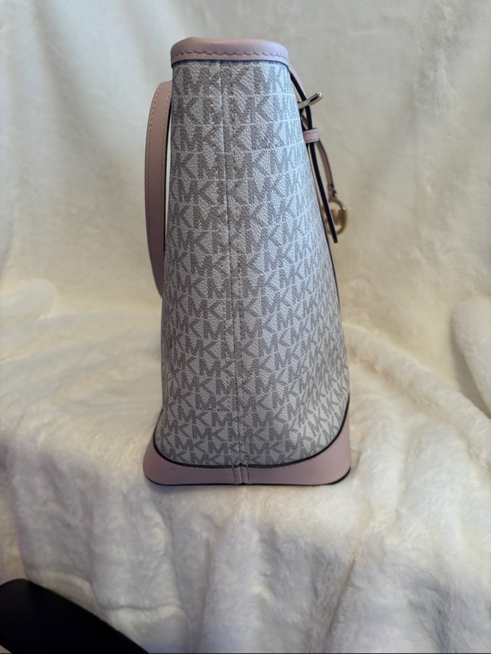 Michael Kors Pink and Beige MK Logo Tote - Picture 2 of 11